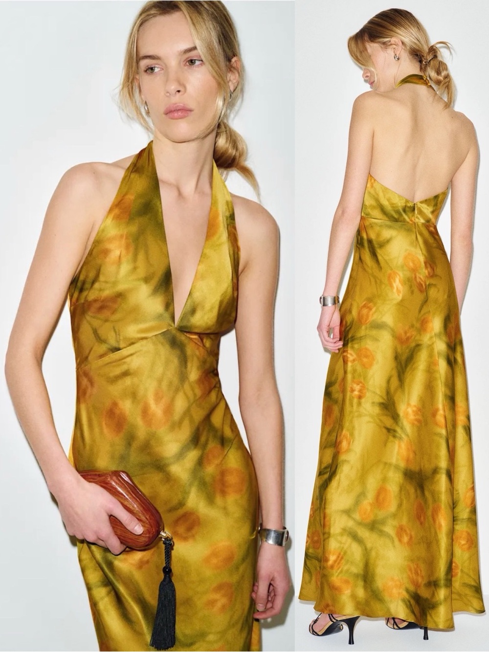Reformation Daniela Silk Halter Maxi Dress Artiste NEW with tags